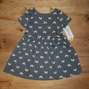 Toddler Girls Gray Rainbow Short Sleeve Dress